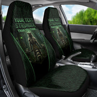 Personalized Muscular Raccoon Weightlifting Car Seat Cover Pain For Growth Dark Fantasy Gym Graphic