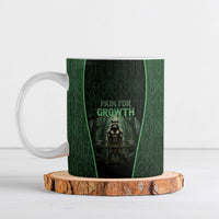 Personalized Muscular Raccoon Weightlifting Ceramic Mug Pain For Growth Dark Fantasy Gym Graphic
