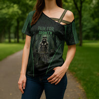 Personalized Muscular Raccoon Weightlifting Cross Shoulder Shirt Pain For Growth Dark Fantasy Gym Graphic