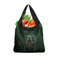 Personalized Muscular Raccoon Weightlifting Grocery Bag Pain For Growth Dark Fantasy Gym Graphic
