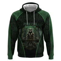 Personalized Muscular Raccoon Weightlifting Hoodie Pain For Growth Dark Fantasy Gym Graphic