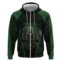 Personalized Muscular Raccoon Weightlifting Hoodie Pain For Growth Dark Fantasy Gym Graphic