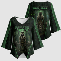 Personalized Muscular Raccoon Weightlifting Kimono Sleeve Blouse Pain For Growth Dark Fantasy Gym Graphic