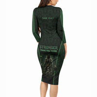 Personalized Muscular Raccoon Weightlifting Long Sleeve Bodycon Dress Pain For Growth Dark Fantasy Gym Graphic