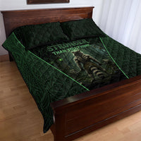 Personalized Muscular Raccoon Weightlifting Quilt Bed Set Pain For Growth Dark Fantasy Gym Graphic