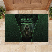 Personalized Muscular Raccoon Weightlifting Rubber Doormat Pain For Growth Dark Fantasy Gym Graphic