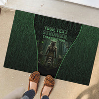Personalized Muscular Raccoon Weightlifting Rubber Doormat Pain For Growth Dark Fantasy Gym Graphic