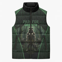 Personalized Muscular Raccoon Weightlifting Sleeveless Puffer Jacket Pain For Growth Dark Fantasy Gym Graphic