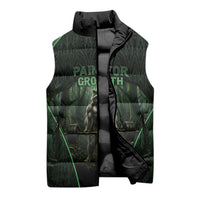 Personalized Muscular Raccoon Weightlifting Sleeveless Puffer Jacket Pain For Growth Dark Fantasy Gym Graphic