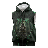 Personalized Muscular Raccoon Weightlifting Sleeveless Zip Hoodie Pain For Growth Dark Fantasy Gym Graphic