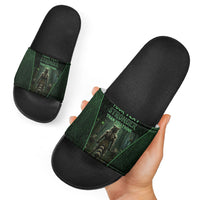 Personalized Muscular Raccoon Weightlifting Slide Sandals Pain For Growth Dark Fantasy Gym Graphic