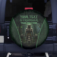 Personalized Muscular Raccoon Weightlifting Spare Tire Cover Pain For Growth Dark Fantasy Gym Graphic
