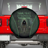 Personalized Muscular Raccoon Weightlifting Spare Tire Cover Pain For Growth Dark Fantasy Gym Graphic