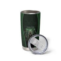 Personalized Muscular Raccoon Weightlifting Tumbler Cup Pain For Growth Dark Fantasy Gym Graphic