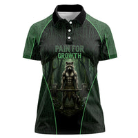 Personalized Muscular Raccoon Weightlifting Women Polo Shirt Pain For Growth Dark Fantasy Gym Graphic