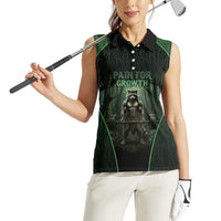 Personalized Muscular Raccoon Weightlifting Women Sleeveless Polo Shirt Pain For Growth Dark Fantasy Gym Graphic