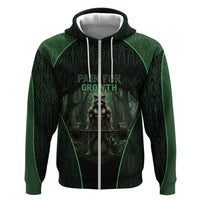 Personalized Muscular Raccoon Weightlifting Zip Hoodie Pain For Growth Dark Fantasy Gym Graphic
