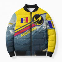 Andorra Bomber Puffer Jacket with Mountain Ridge and Eagle Emblem Design - Wonder Print Shop
