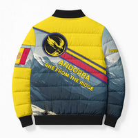 Andorra Bomber Puffer Jacket with Mountain Ridge and Eagle Emblem Design - Wonder Print Shop