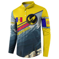 Andorra Button Sweatshirt with Mountain Ridge and Eagle Emblem Design - Wonder Print Shop