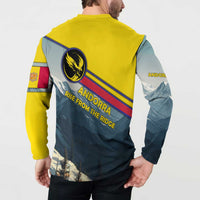 Andorra Button Sweatshirt with Mountain Ridge and Eagle Emblem Design - Wonder Print Shop