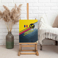 Andorra Canvas Wall Art with Mountain Ridge and Eagle Emblem Design - Wonder Print Shop