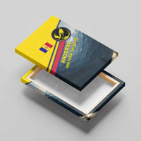 Andorra Canvas Wall Art with Mountain Ridge and Eagle Emblem Design - Wonder Print Shop