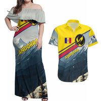 Andorra Couples Matching Off Shoulder Maxi Dress and Hawaiian Shirt with Mountain Ridge and Eagle Emblem Design - Wonder Print Shop