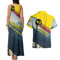 Andorra Couples Matching Tank Maxi Dress and Hawaiian Shirt with Mountain Ridge and Eagle Emblem Design - Wonder Print Shop