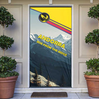 Andorra Door Cover with Mountain Ridge and Eagle Emblem Design - Wonder Print Shop