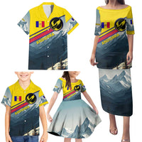 Andorra Family Matching Puletasi and Hawaiian Shirt with Mountain Ridge and Eagle Emblem Design - Wonder Print Shop