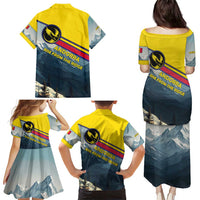 Andorra Family Matching Puletasi and Hawaiian Shirt with Mountain Ridge and Eagle Emblem Design - Wonder Print Shop