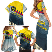 Andorra Family Matching Short Sleeve Bodycon Dress and Hawaiian Shirt with Mountain Ridge and Eagle Emblem Design - Wonder Print Shop