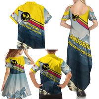 Andorra Family Matching Summer Maxi Dress and Hawaiian Shirt with Mountain Ridge and Eagle Emblem Design - Wonder Print Shop