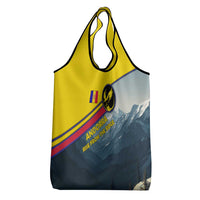 Andorra Grocery Bag with Mountain Ridge and Eagle Emblem Design - Wonder Print Shop