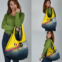 Andorra Grocery Bag with Mountain Ridge and Eagle Emblem Design - Wonder Print Shop