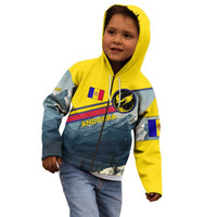 Andorra Kid Hoodie with Mountain Ridge and Eagle Emblem Design - Wonder Print Shop