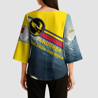 Andorra Kimono Sleeve Blouse with Mountain Ridge and Eagle Emblem Design - Wonder Print Shop