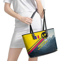 Andorra Leather Tote Bag with Mountain Ridge and Eagle Emblem Design - Wonder Print Shop