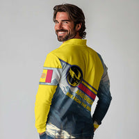 Andorra Long Sleeve Polo Shirt with Mountain Ridge and Eagle Emblem Design - Wonder Print Shop