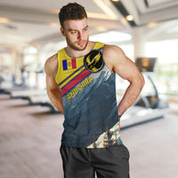 Andorra Men Tank Top with Mountain Ridge and Eagle Emblem Design - Wonder Print Shop