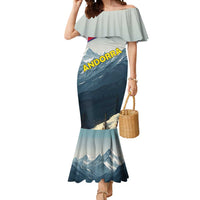 Andorra Mermaid Dress with Mountain Ridge and Eagle Emblem Design - Wonder Print Shop