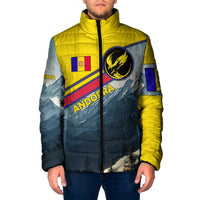 Andorra Padded Jacket with Mountain Ridge and Eagle Emblem Design - Wonder Print Shop