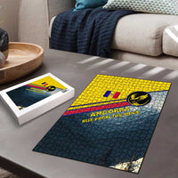 Andorra Puzzle with Mountain Ridge and Eagle Emblem Design - Wonder Print Shop