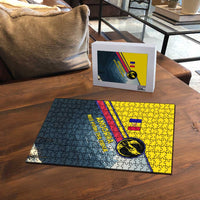 Andorra Puzzle with Mountain Ridge and Eagle Emblem Design - Wonder Print Shop