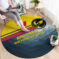 Andorra Round Carpet with Mountain Ridge and Eagle Emblem Design - Wonder Print Shop