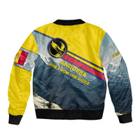 Andorra Sleeve Zip Bomber Jacket with Mountain Ridge and Eagle Emblem Design - Wonder Print Shop