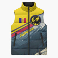 Andorra Sleeveless Puffer Jacket with Mountain Ridge and Eagle Emblem Design - Wonder Print Shop
