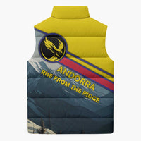 Andorra Sleeveless Puffer Jacket with Mountain Ridge and Eagle Emblem Design - Wonder Print Shop