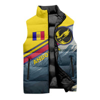 Andorra Sleeveless Puffer Jacket with Mountain Ridge and Eagle Emblem Design - Wonder Print Shop